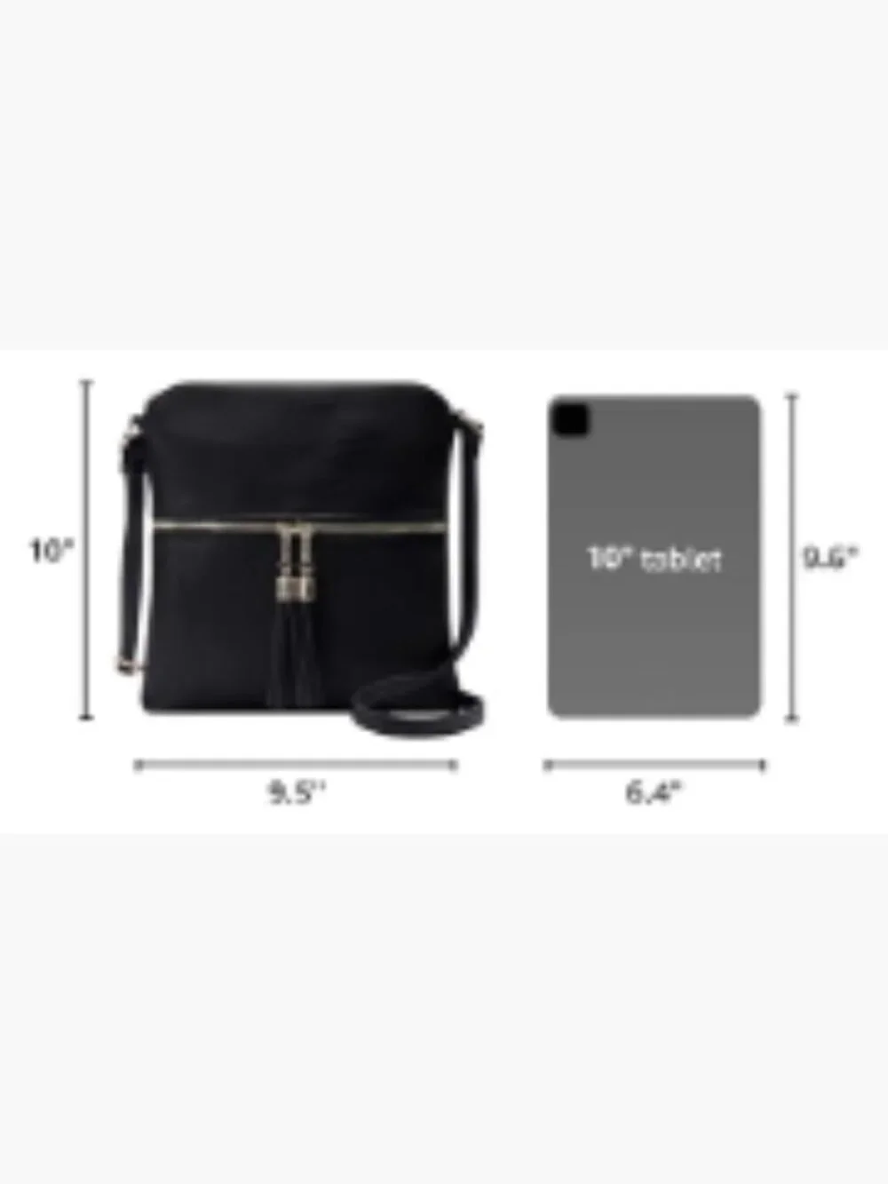 Lightweight Medium Crossbody Purse with Tassel, Faux Leather, Adjustable Strap